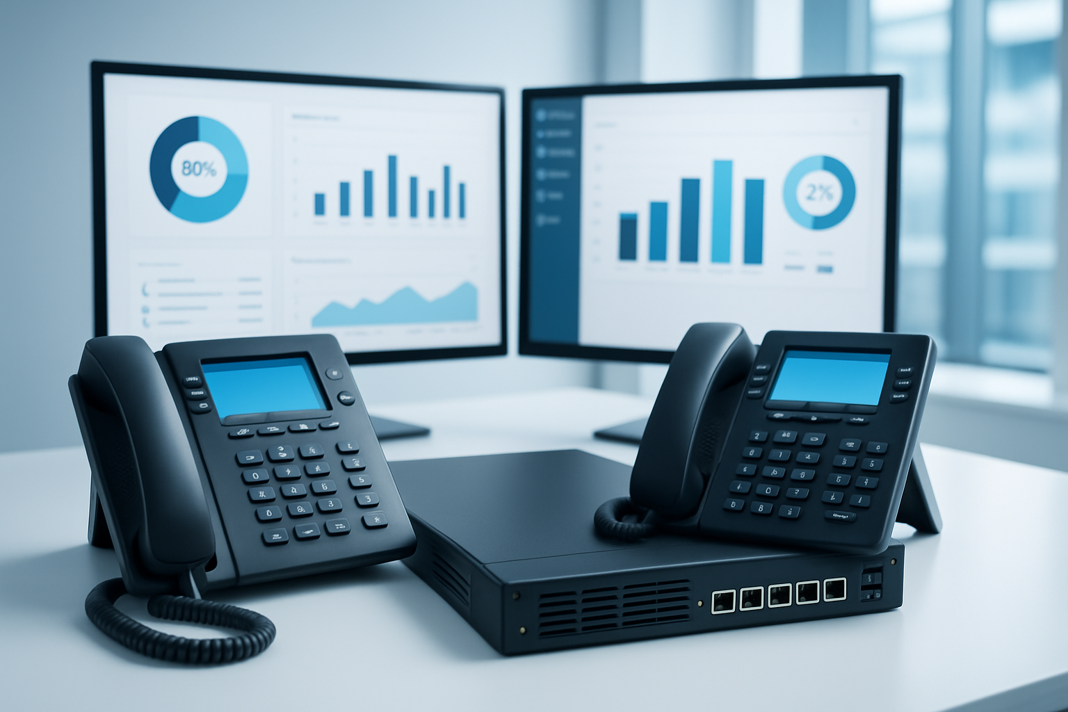 Sistema telefónico con extensiones PBX